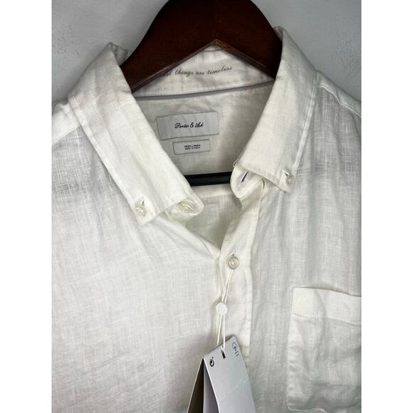 Porter & Ash Shirt Men X Large White Linen Short Sleeve Button Up - Picture 4 of 7